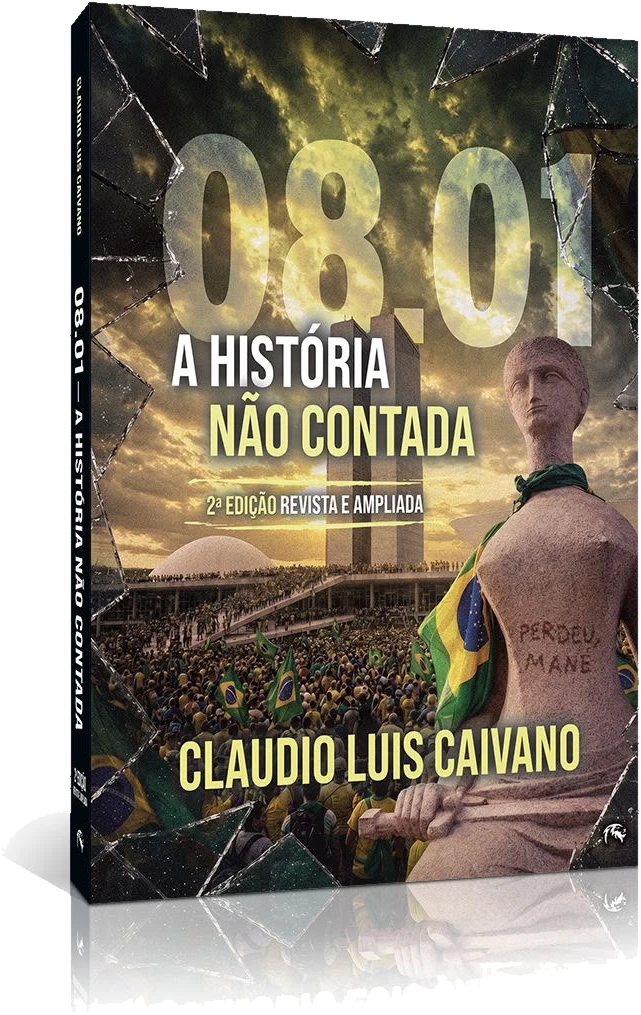 Capa 3D do livro 08.01 A História Não Contada, 2ª edição revista e ampliada, de Cláudio Luís Caivano
